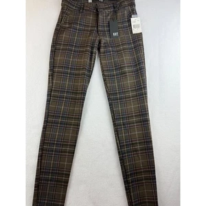 Kut From The Kloth Espresso Plaid Mia Ankle Skinny Pants Womens Size 2 - Picture 1 of 11
