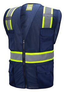 Navy Two Tones Safety Vest ,With Multi-Pocket Tool