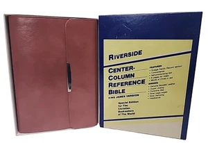 KJV Holy Bible Center Column Reference Italian Leather Snap Flap Dusty Rose Box - Picture 1 of 24