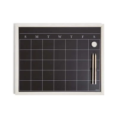 U Brands 20 x 16 in. Magnetic Chalk Calendar Board, Whitewashed Wood Style Frame - Image 1 of 4