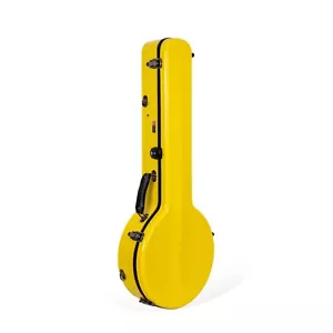 Crossrock 5-String Bluegrass Banjos Case, Yellow Fiberglass Flight Hardshell - Picture 1 of 5