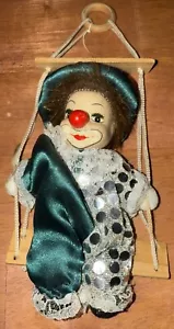 Clown On A Swing Greenish Blue & Sparkles Outfit Appx. 5” Clown - Picture 1 of 8