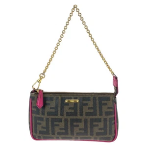 FENDI Zucca pattern 8M0271 GRP Chain Handbag Accessory Pouch Brown Pink - Picture 1 of 10