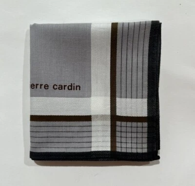 HANDKERCHIEF MEN GREYSTRIPED ART CLASSIC BROWN PLAIN COTTON POCKET SQUARE 17" - Imagem 1 de 4