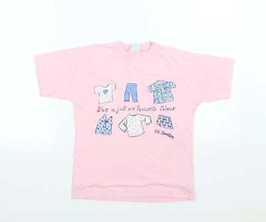 United Colors of Benetton Girls Pink Cotton Basic T-Shirt Size M Crew Neck Pullo - Picture 1 of 12