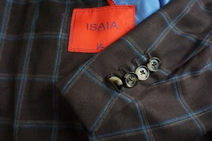 Isaia Domenico Brown Blue Delain Select Wool 2Pc Suit Jacket Pant 40S BRAND NEW - Picture 1 of 14