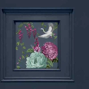Belgravia Corinthia Wood Panel Matte Wallpaper Blue 244 - Picture 1 of 2