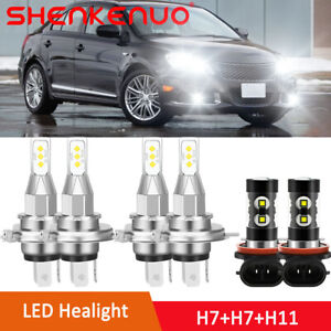 6x H7+H7+H11 For Suzuki Kizashi 2010-2013 LED Headlights Hi/Lo Fog Lights Bulbs
