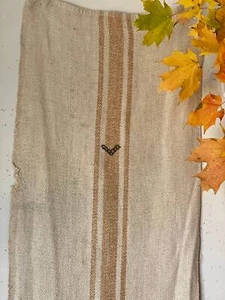 Grain sack Fabric Bolt Aged and Faded Caramel stripes antique OLD Primitive sta - Picture 1 of 5