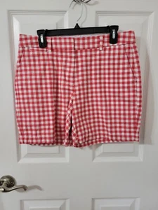 Lands End Damengröße 10 rot Gingham mittelhoher Bund Chino Shorts - Bild 1 von 4