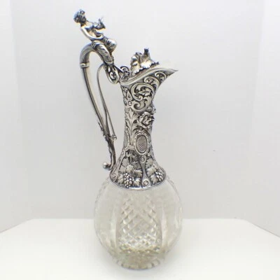 Impresionante jarra de vino jarra alemana 813 plata Knapp Schlesinger 1875 Hamburgo Foto 1 de 4