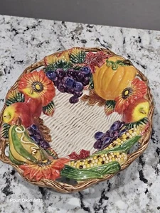 Vintage Fitz & Floyd Oval Bowl Serving Dish Autumn Bounty 10” Read - Picture 1 of 11