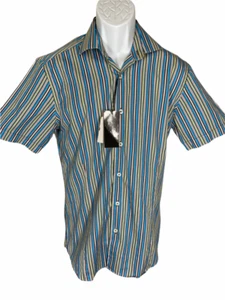 Bogosse Short Sleeve Striped Button Down Shirt Men’s Size 2/Small Bogosse 2/S - Picture 1 of 6