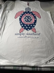 Simply southern Red White & Blue Tank Top Sleeveless Turtle Size Large - Picture 1 of 6