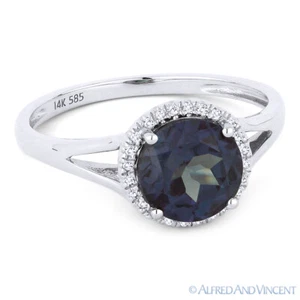 1.67ct Lab-Created Alexandrite Diamond Engagement Promise Ring in 14k White Gold - Picture 1 of 1