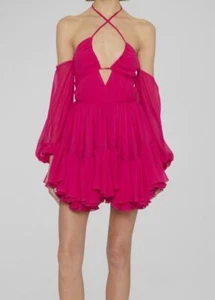 $5430 Giambattista Valli Women's Pink Halter Off-The-Shoulder Mini Dress Size 40 - Picture 1 of 3