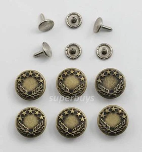 6pc Antique Bronze 17mm Jeans Jacket Denim Buttons Hammer Press Repair Tack - Bild 1 von 4