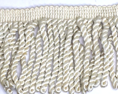 Upholstery Twisted Rope Trim Fringe Cream/Off White Satin Finish 168"x5" Foto 1 de 4