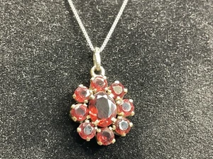 Vintage Sterling Silver 925 RED STAR Granite 18" Box NECKLACE 4.9 Gram - Imagen 1 de 8