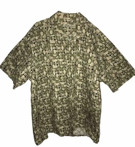 Batik Bay Size L Tropical Cotton Shirt Short Sleeves Button Up Woven Bamboo - Picture 1 of 6