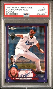 2023 Topps Chrome Logofractor #77 Clayton Kershaw Purple /250 PSA 10 - Picture 1 of 2