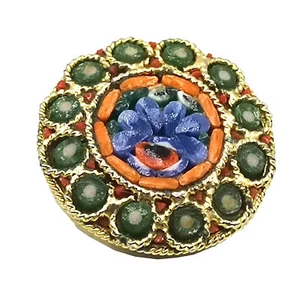 Murano Millefiori Blüten Brosche vergoldet um 1960 - Bild 1 von 4