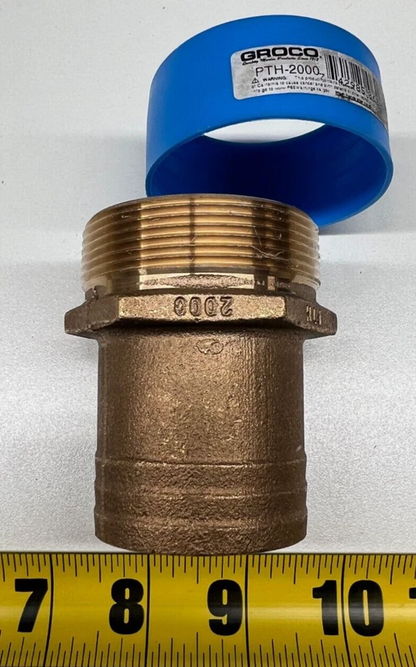 2" Groco Hose Fitting PTH-2000 Male NPT Bronze PTH-2000 Standard Flow UL Listed - Image 1 of 2