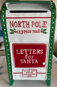 Christmas Letters to Santa Mailbox North Pole Vintage Metal Decoration Box 16.5" - Picture 1 of 18