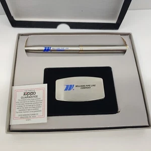Vintage Zippo Pen & Money Clip with Knife Set Williams Pipe Line Company NOS - Picture 1 of 6