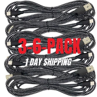 3/6PACK 6/10FT USB Data Charger Cables Cords For Apple iPhone 5 6 7 8 Plus 11 13 - Image 1 of 4