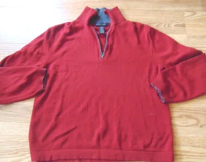 Banana Republic Womens Red & Gray 1/4 Zip Silk Cashmere Sweater Pullover Medium - Picture 1 of 7