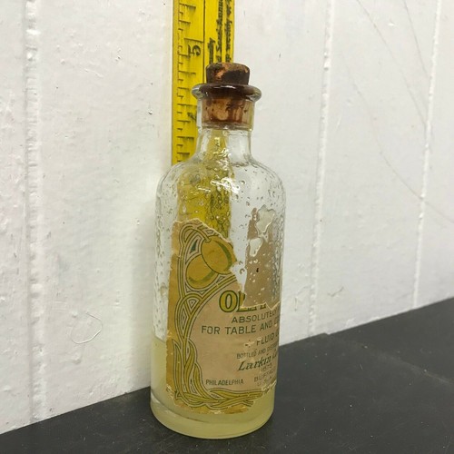 VINTAGE LARKIN OLIVE OIL CORK TOP BOTTLE 1/4 FULL ANTIQUE BOTTLE 1920 ...