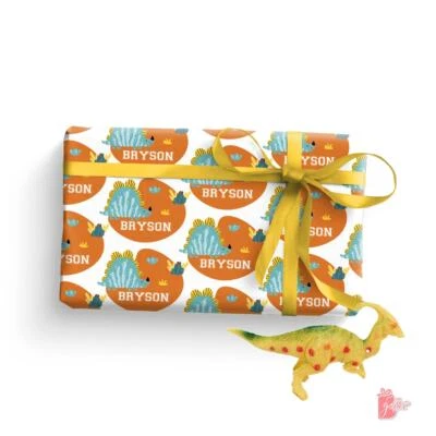 Personalized Gift Wrapping Paper Roll w/ Name Spinosaurus Dinosaur Gift Wrap - Image 1 of 4