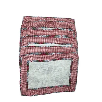 Set of 6 Quilted Placemats Red Green Plaid Farmhouse Country Kitchen Dining - Image 1 of 4