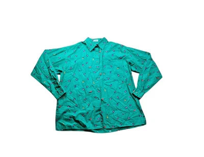 Camisa de esquí de esquiador con botones Hathaway para mujer talla 10 de colección 100 % algodón años 80 AOP Foto 1 de 4