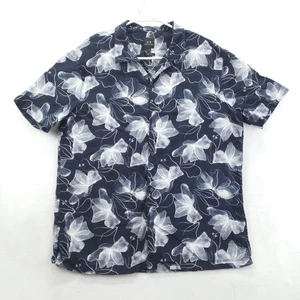 Armani Exchange Shirt Mens XL Navy Blue Floral Button Up Short Sleeve Cotton - Picture 1 of 10