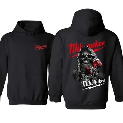 Milwaukee Grim Reaper Tools Skull Sudadera con Capucha, Ropa de Garaje Pesada Foto 1 de 4