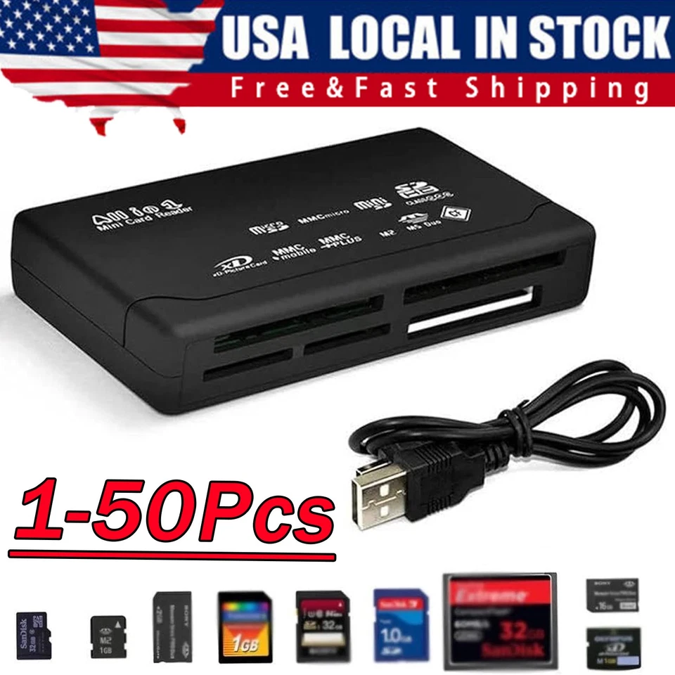 Memory Card Reader Mini 26-IN-1 USB 2.0 High Speed For CF xD SD MS SDHC Lot - Image 1 of 4