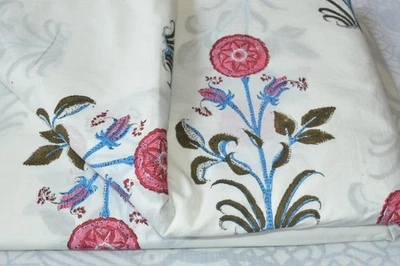 Hand Block Floral Print 100%Cotton 3 Yard Fabric NO TARRIF CHARGES 100%✅ZK_178 - Image 1 of 4