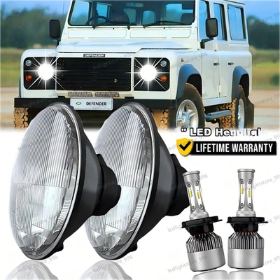 Par de faros redondos LED HI/LO de 7 pulgadas para Land Rover Defender 110 90 Rover Foto 1 de 4