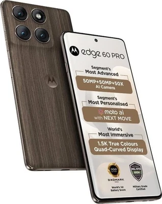 MOTOROLA Edge 60 Pro 5G ( Walnut 256GB 12GB RAM).Dimensity 8350 Global Version. - image 1 of 4