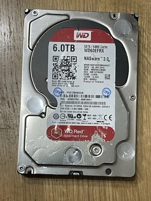 6TB Western Digital (WD60EFRX) WD Red  SATA 3.5" Hard Disk Drive, Tested 100% - Image 1 of 3