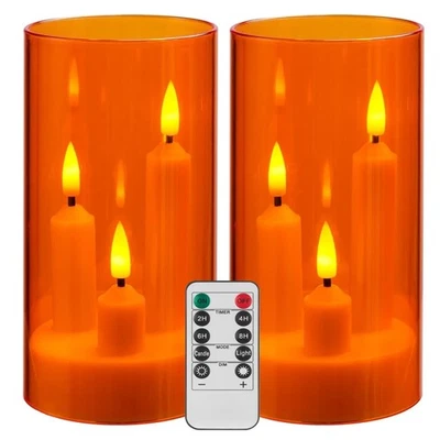 2 Pack Candles Wax LED Set With Remote Control Timer Flameless Flickering Warm - Image 1 of 4