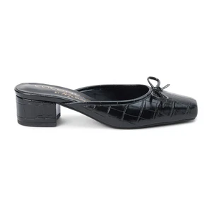 COCONUTS by Matisse Geneva Croc Square Toe Block Heels Mule Pumps Womens Black D - Picture 1 of 5