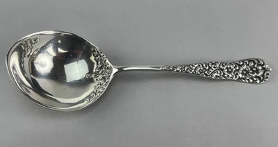 Colher de servir padrão rococó prata esterlina Dominick and Haff grande - Imagem 1 de 4