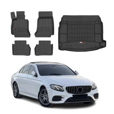 For Mercedes-Benz E63 AMG S 18-21 Floor Mat and Cargo Liner Set Premium 1st, 2nd - Imagem 1 de 4