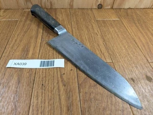 Cuchillo de cocina de chef japonés SANTOKU vintage KIYA Japón 172/296 mm XA039 DAÑADO - Imagen 1 de 17