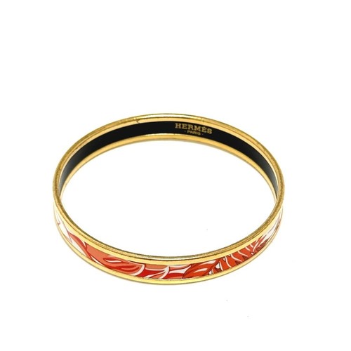 HERMÈS Hermes Smalto Pm Accessori Moda Bracciale Cloisonne Metallo Arancione