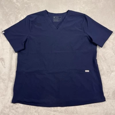 FIGS Pocket Scrub Top Adults 2XL Blue Lightweight Short Sleeve Breathable V-Neck - Image 1 of 4