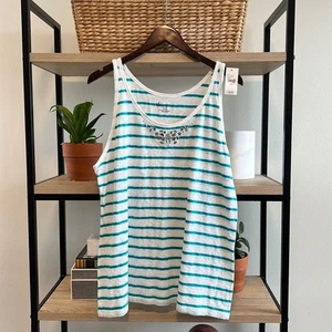 Camiseta sin mangas tejida con estrás a rayas Lane Bryant nueva con etiquetas, 14/16 - Imagen 1 de 5
